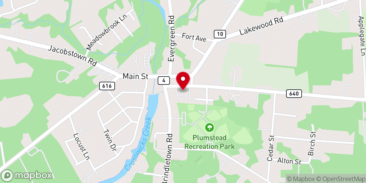 Map showing location of Plumsted Presbyterian Church