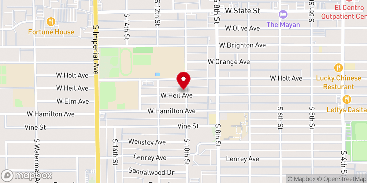Map showing location of El Centro Seventh-Day Adventist Church