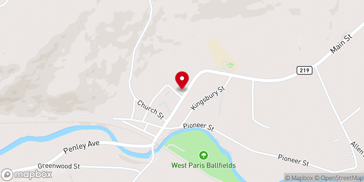 Map showing location of First Universalist Church of West Paris