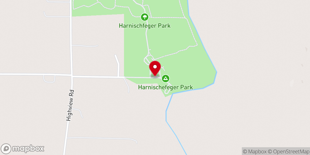 Map showing location of Harnischfeger Park
