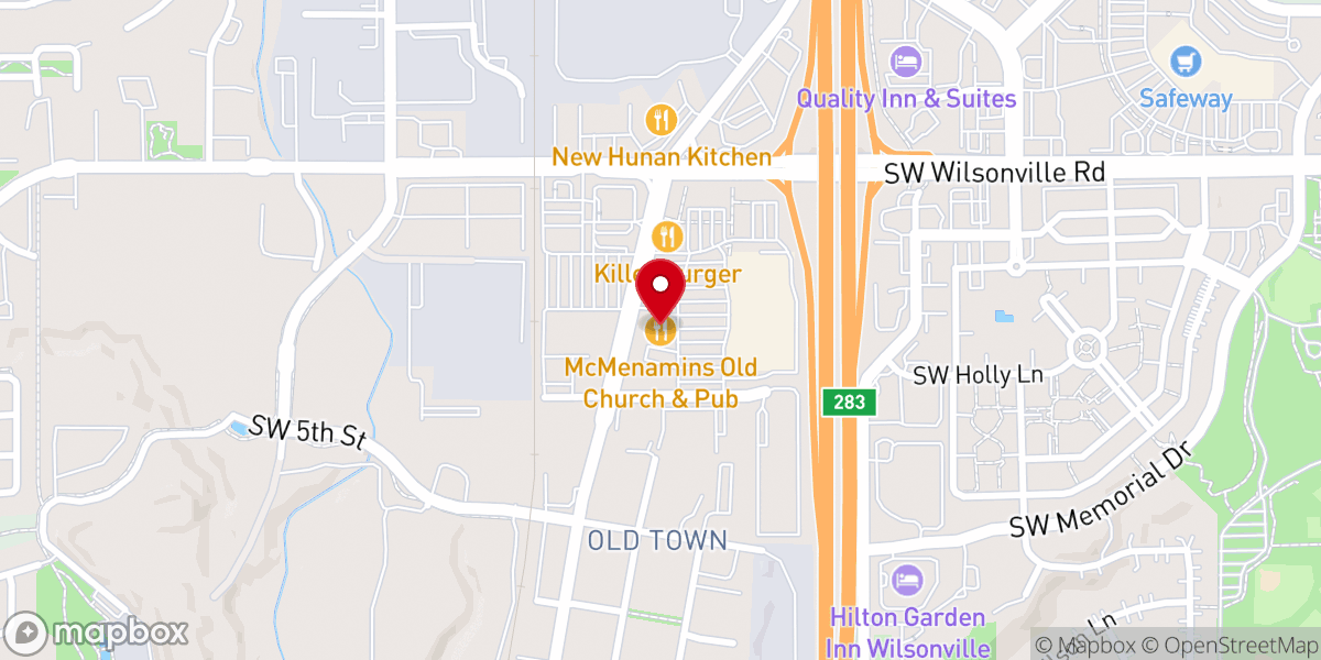 Map showing location of McMenamins Wilsonville Old Church & Pub