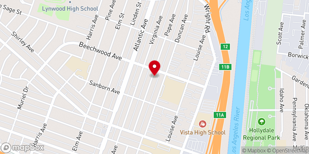 Map showing location of Iglesia Bautista Alpha Omega Baptist Church