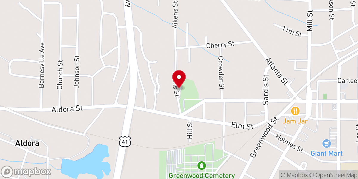 Map showing location of West Mt Sinai Baptist Church
