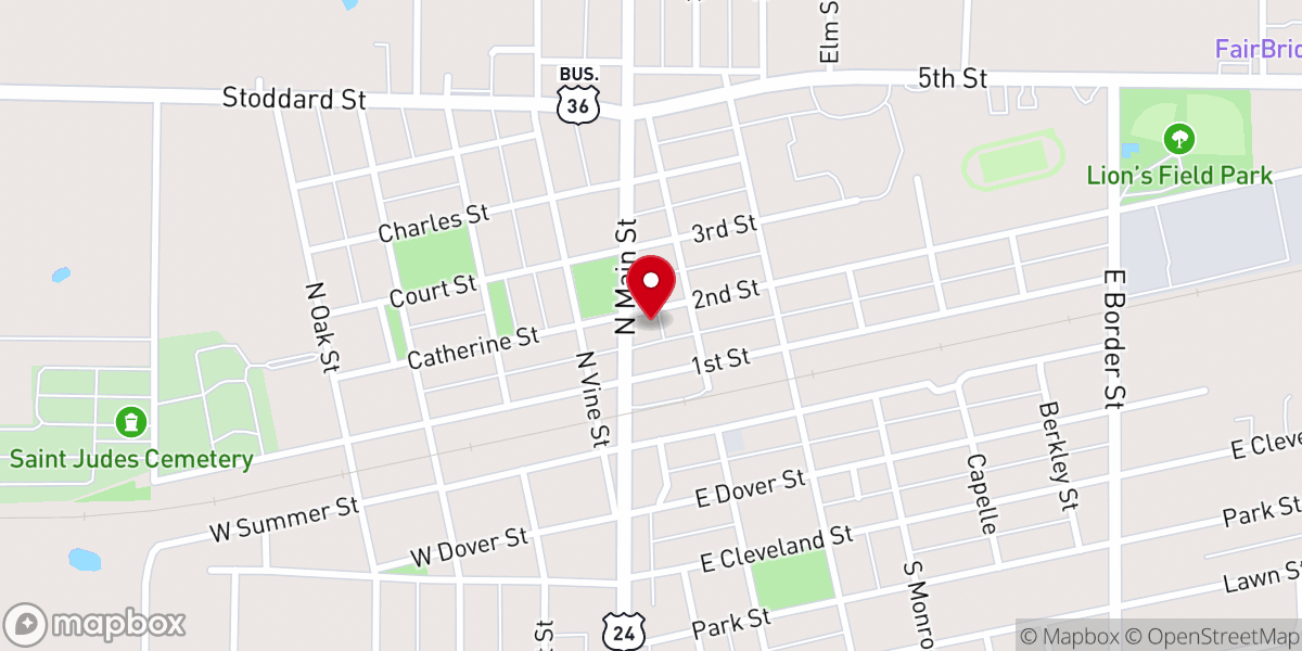 Map showing location of Monroe City Hall