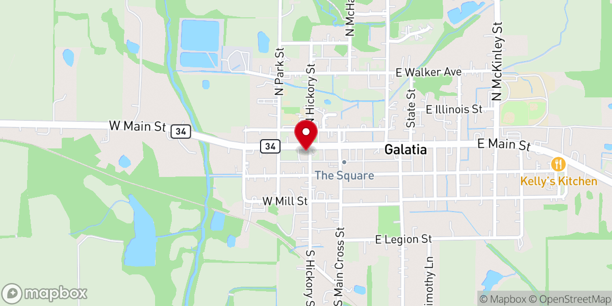 Map showing location of Galatia United Methodist Church
