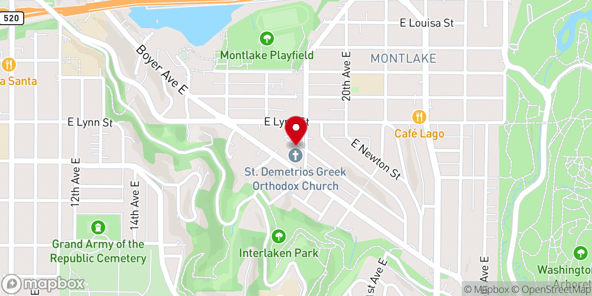 Map showing location of St Demetrios Greek Orthodox