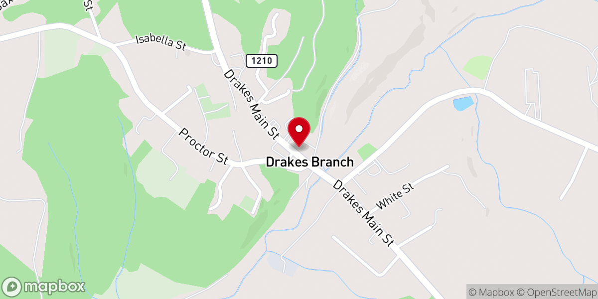 Map showing location of Drakes Branch Museum