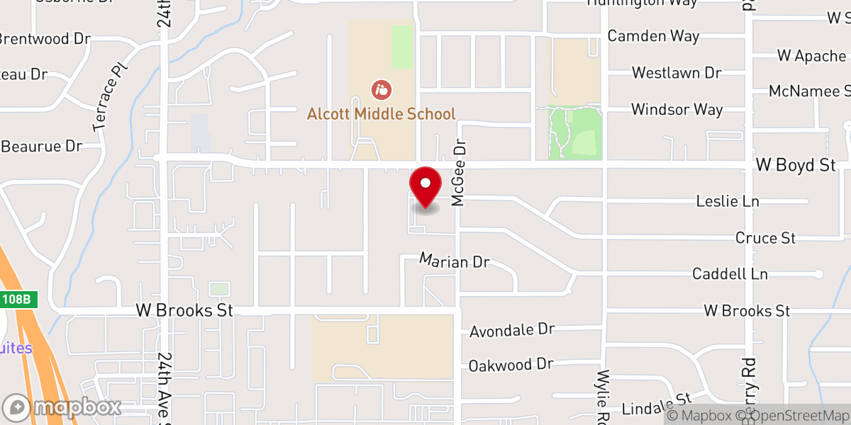 Map showing location of Westside Church of Christ
