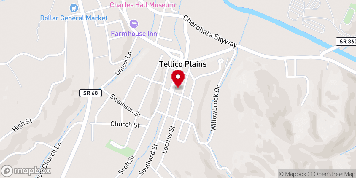 Map showing location of First UMC of Tellico Plains