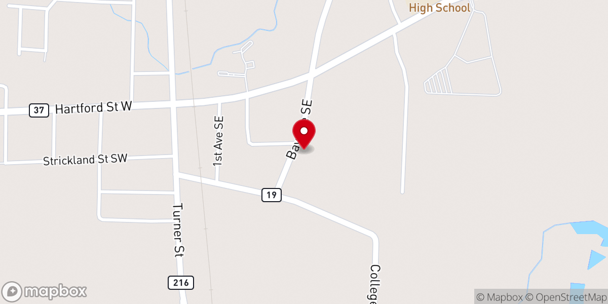 Map showing location of Bethel Baptist Association