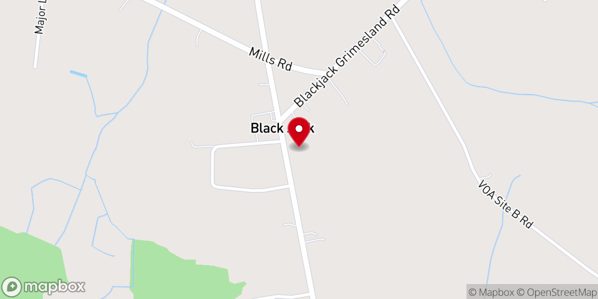 Map showing location of Black Jack Free Will Baptist Church
