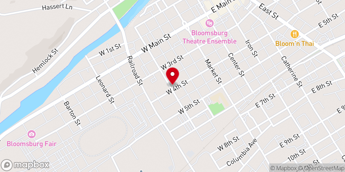 Map showing location of Bloomsburg Community Church