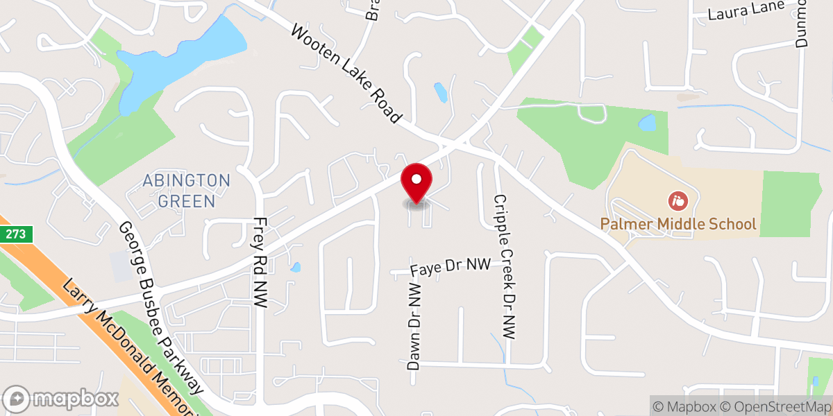 Map showing location of North Cobb Church of Christ Inc