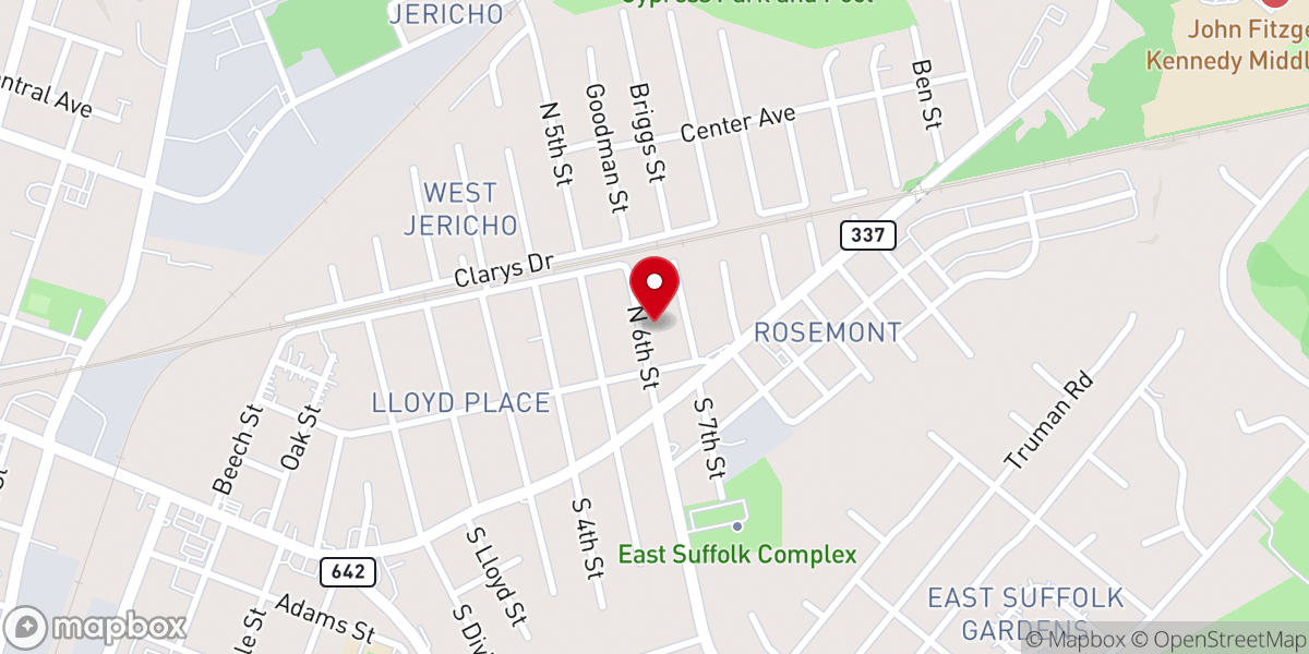 Map showing location of New Calvary Baptist Church