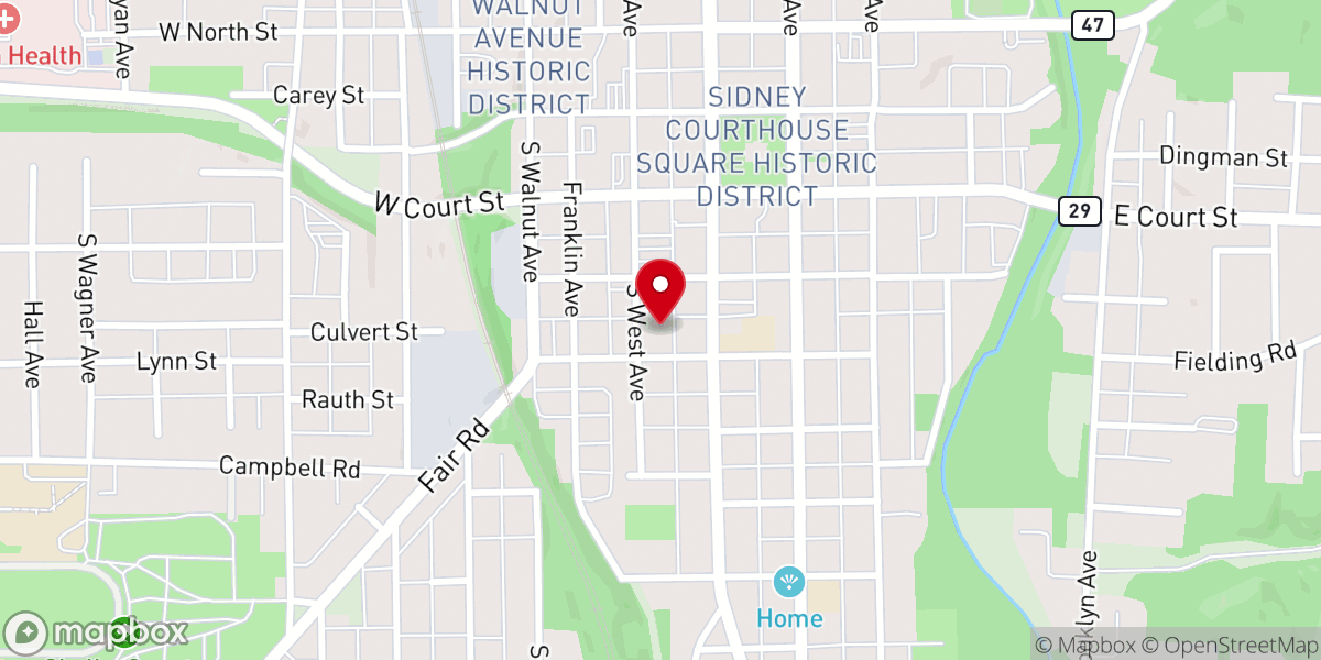 Map showing location of Saint Johns Lutheran Church