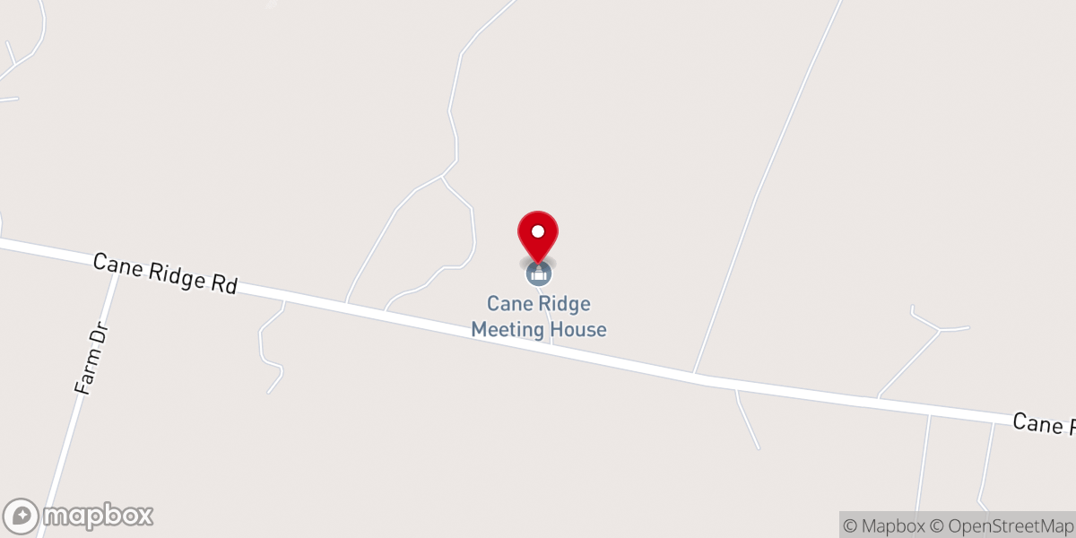 Map showing location of Cane Ridge Meeting House