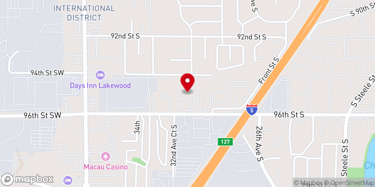 Map showing location of Full Gospel Tacoma First Church