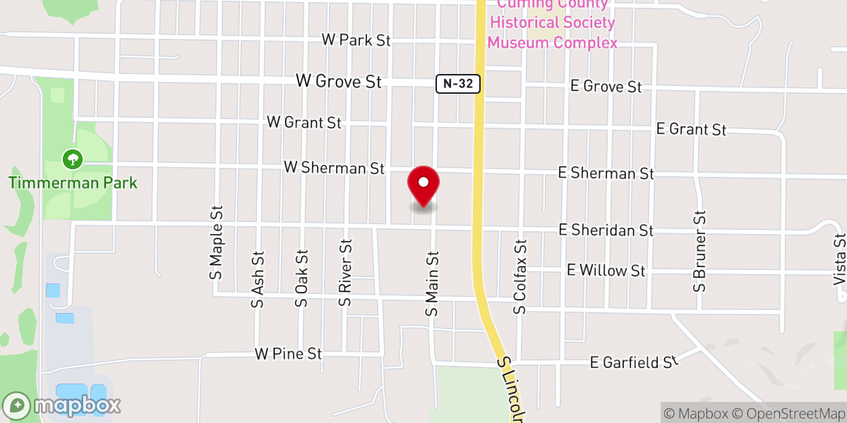 Map showing location of Elkhorn Valley Assembly of God Church