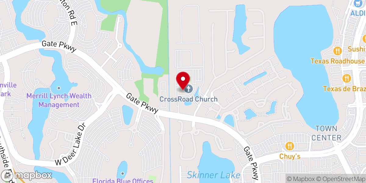 Map showing location of CrossRoad Church, Jax