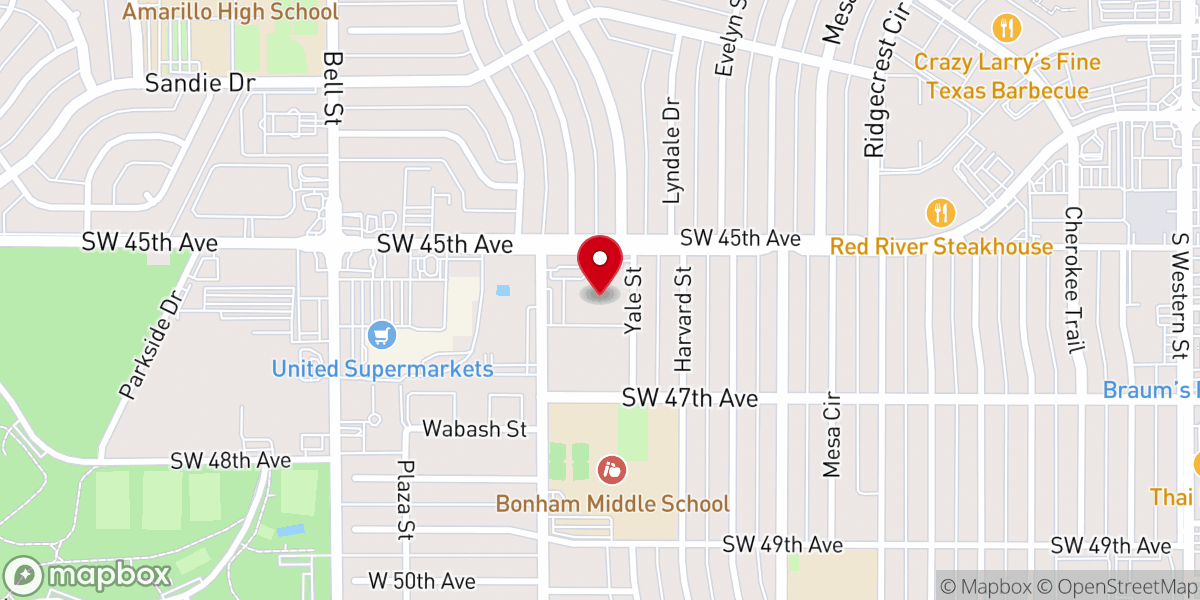 Map showing location of Southwest Church of Christ