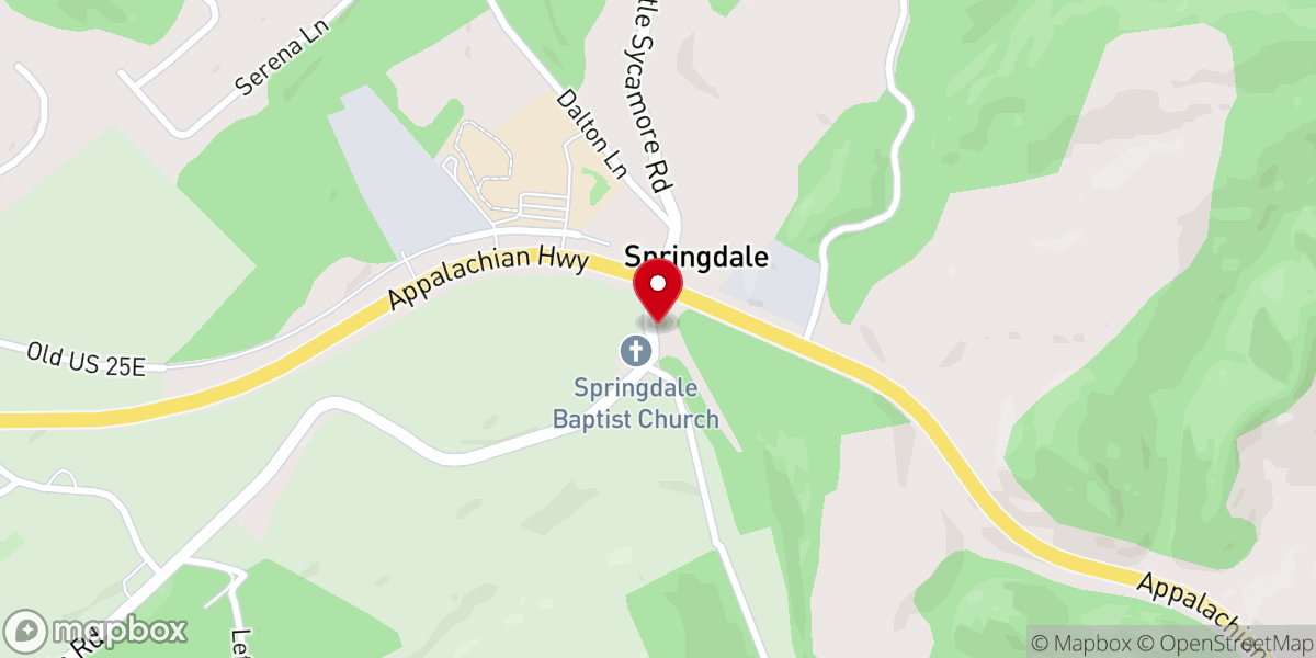 Map showing location of Springdale Baptist Church
