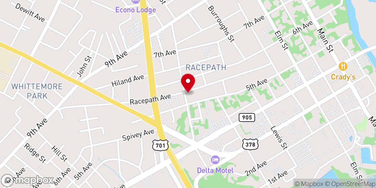 Map showing location of Bethel African Methodist Episcopal Church