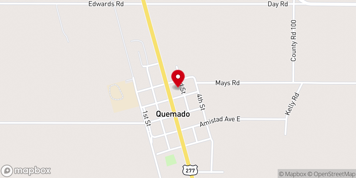 Map showing location of Quemado Assembly Of God Church