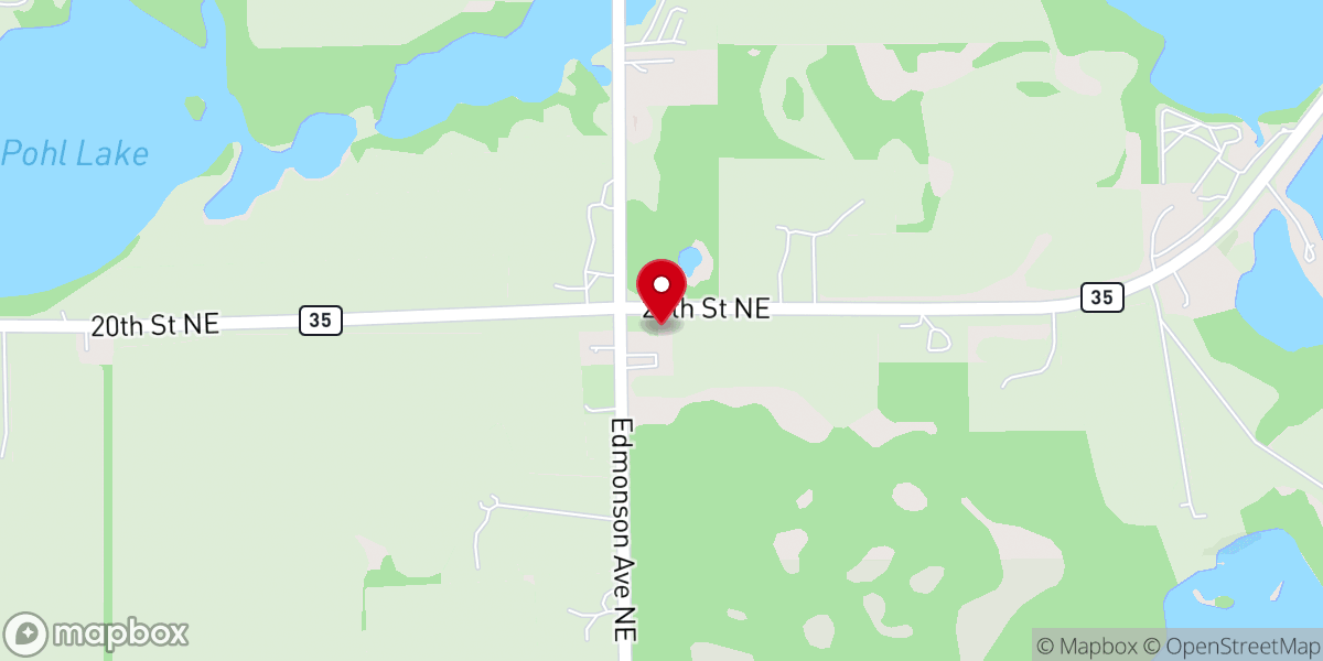 Map showing location of Pelican Lake Church
