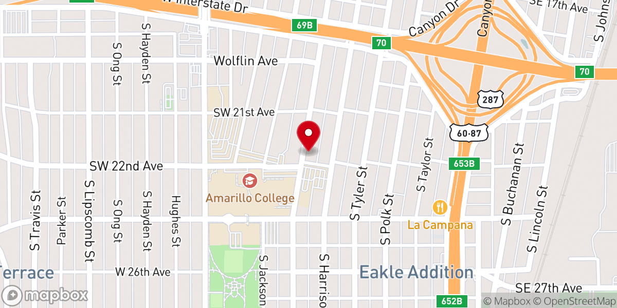Map showing location of Amarillo Area Baptist Association Inc