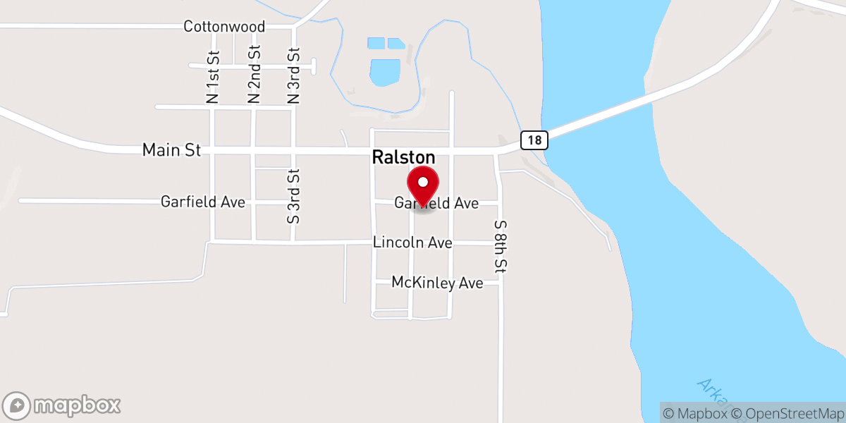 Map showing location of Ralston Bible Church