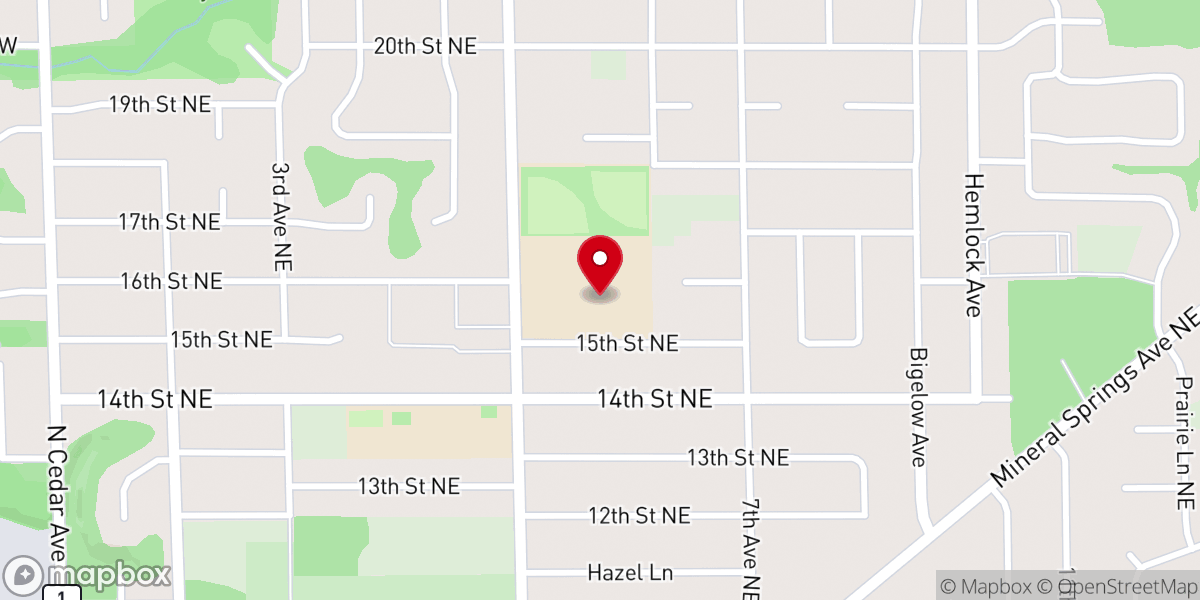 Map showing location of Owatonna Middle School