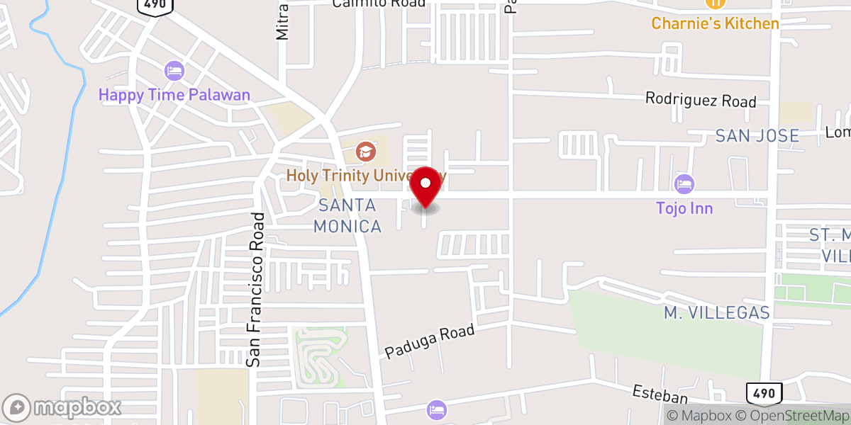Map showing location of Coral Rock Baptist Church