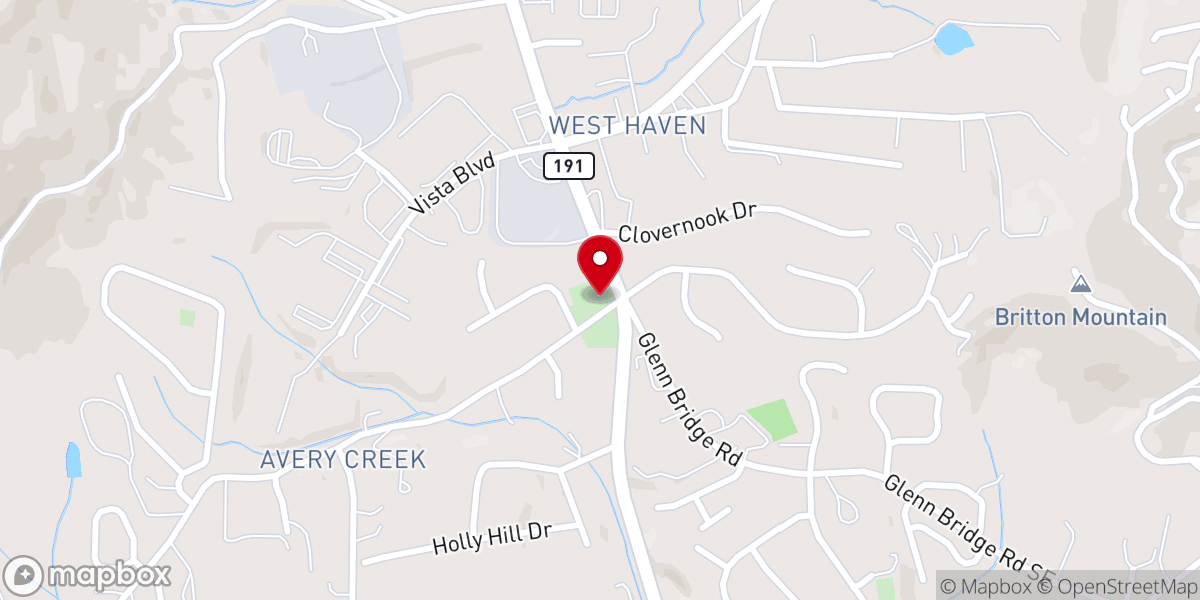 Map showing location of Averys Creek FWB Church