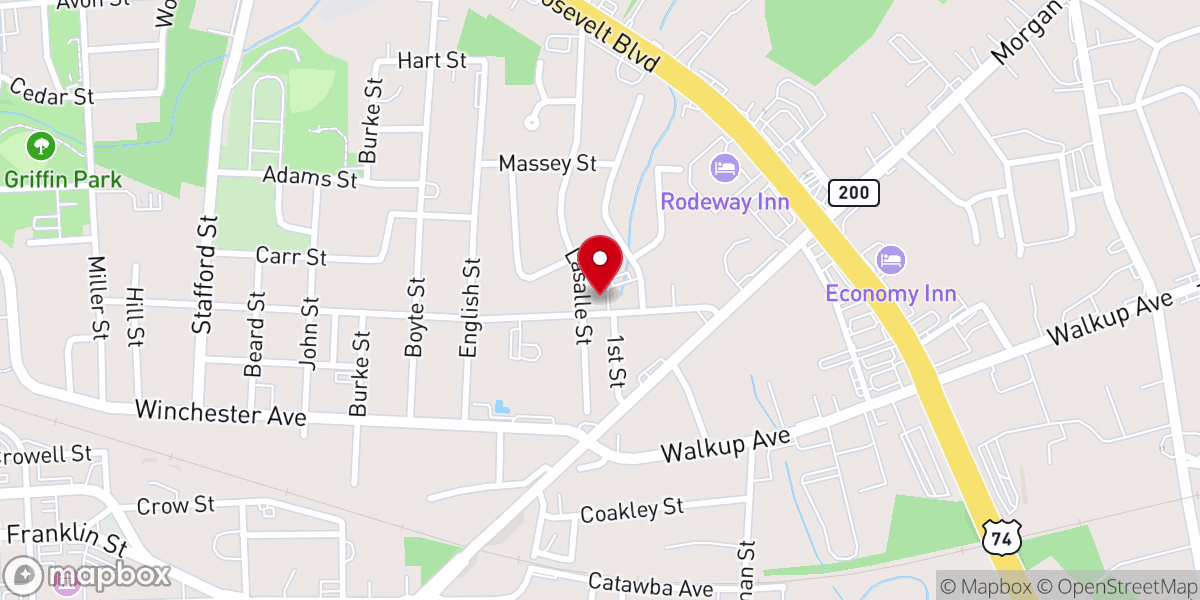 Map showing location of Mt Calvary A.M.E. Zion Church