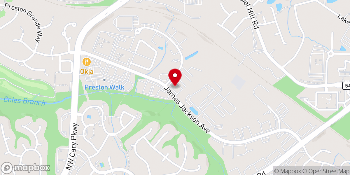 Map showing location of First Reformed Church of Cary