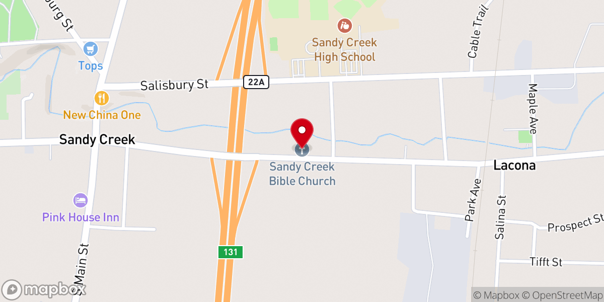 Map showing location of First Baptist Church (Sandy Creek, New York)