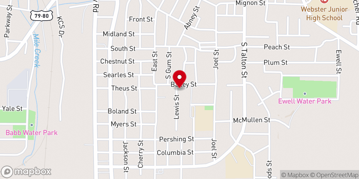 Map showing location of Mt Calm Baptist Church