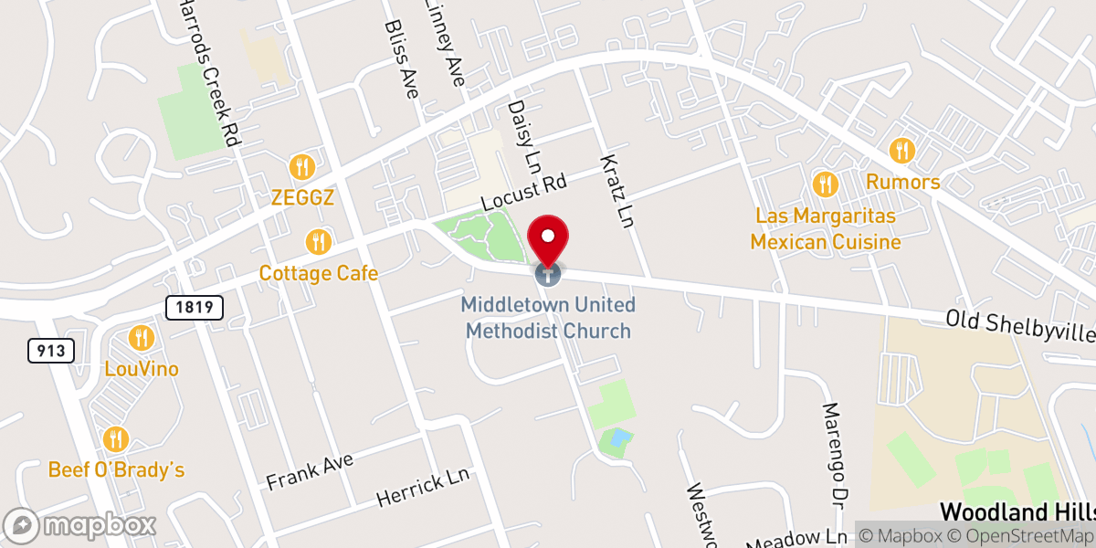 Map showing location of Middletown United Methodist Church