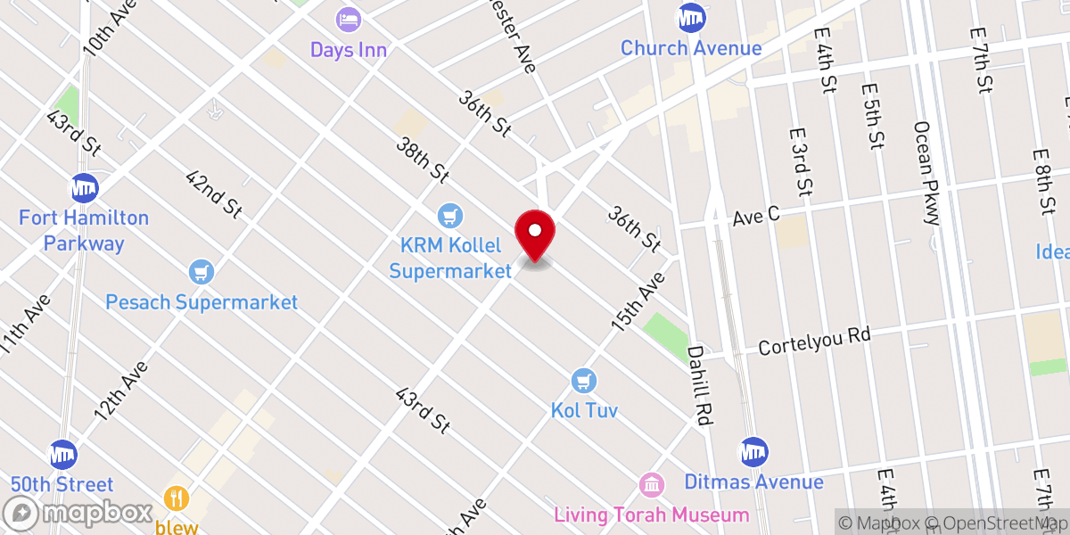 Map showing location of Shomrei Hadas Chapels -שומרי הדת