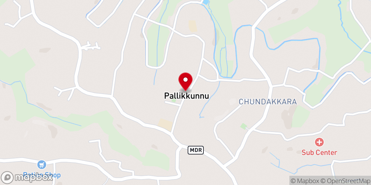 Map showing location of OUR LADY OF LOURDES SHRINE, PALLIKUNNU