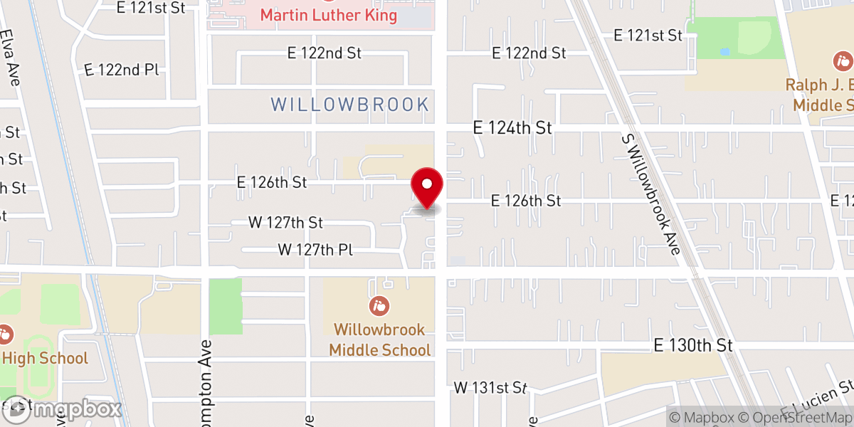 Map showing location of Trinity Chapel Life Center of Compton