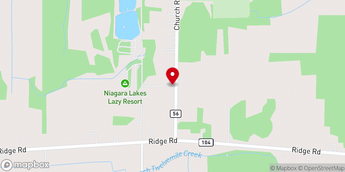 Map showing location of Niagara's Lazy Lakes Camping Resort