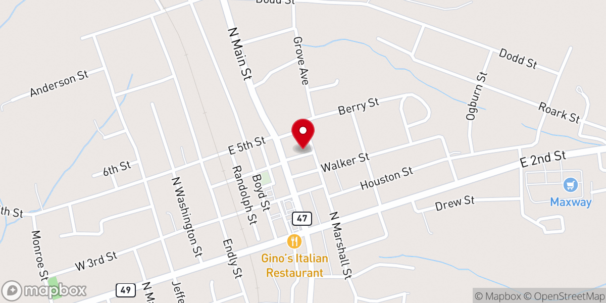 Map showing location of St. John's Episcopal Church, Chase City, Va