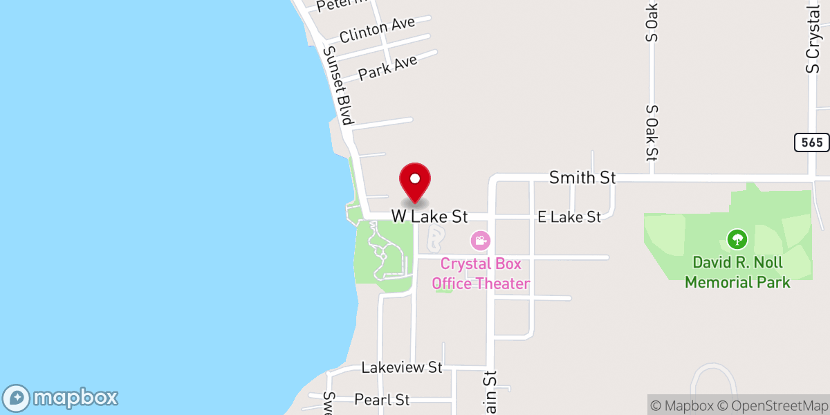 Map showing location of Crystal Lake Cafe