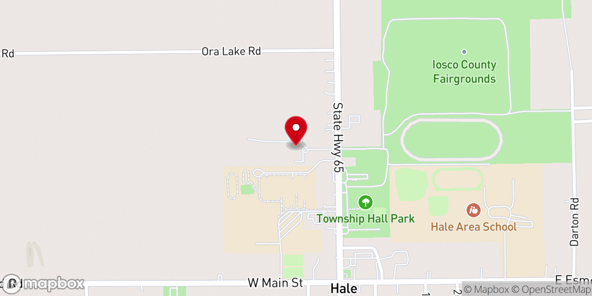 Map showing location of Hale Baptist Church