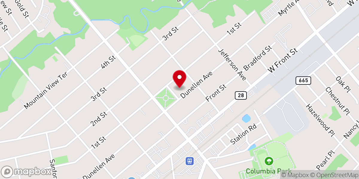 Map showing location of Dunellen First Presbyterian Church