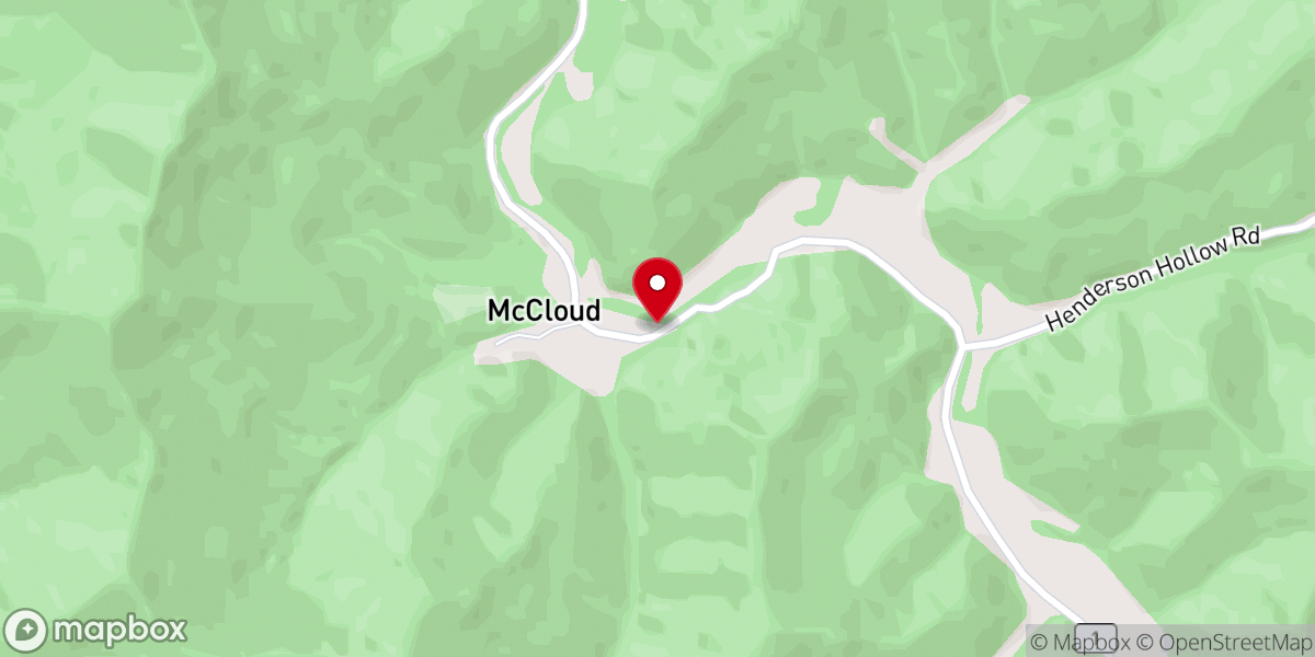 Map showing location of McCloud Church