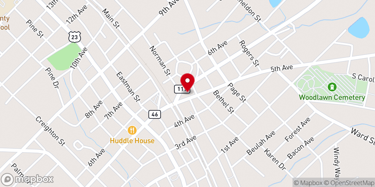 Map showing location of Eastman Methodist Church