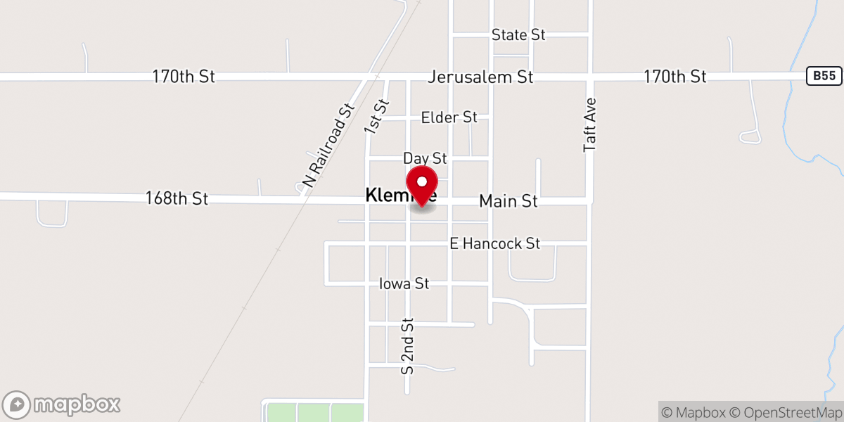 Map showing location of Klemme City Hall