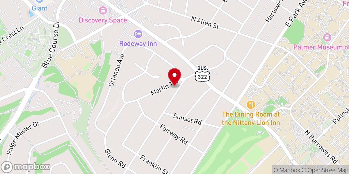 Map showing location of State College Church of Christ